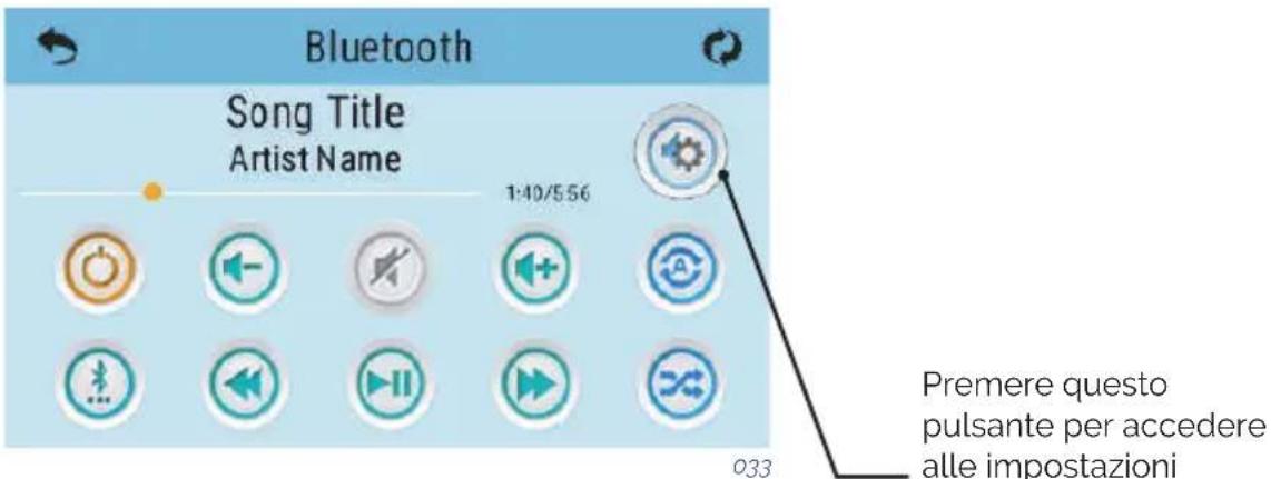 Bluetooth Song Title Artist Name 1:40/5:56 Premere questo pulsante per accedere alle impostazioni 033