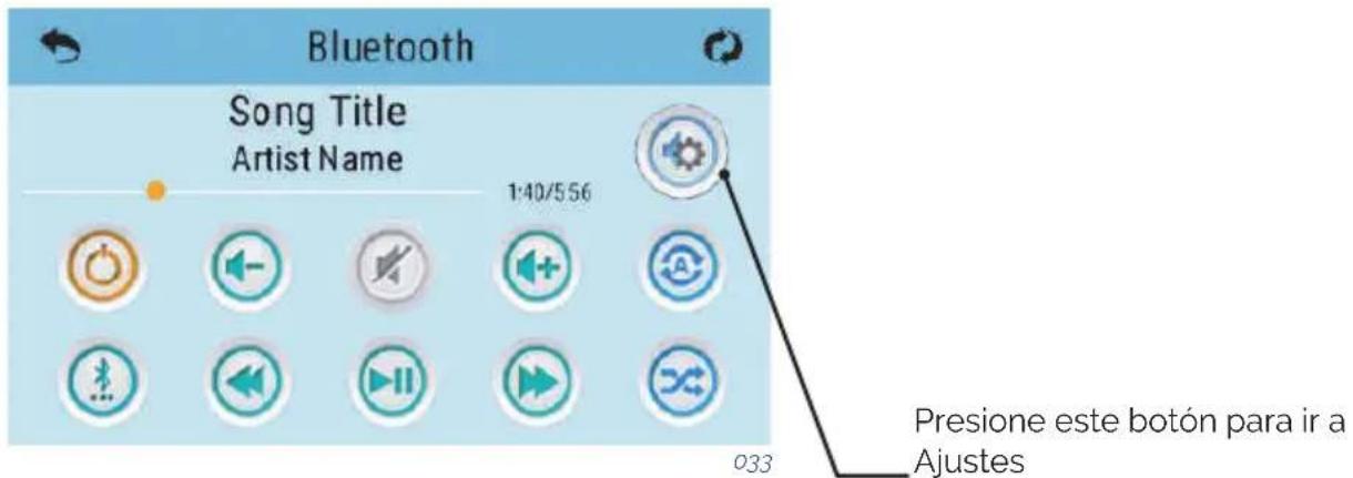 Bluetooth Song Title Artist Name 1:40/5:56 Presione este botón para ir a Ajustes 033