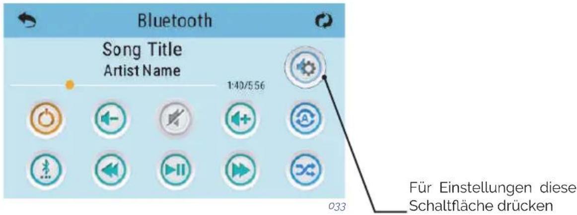 Bluetooth Song Title Artist Name 1:40/5:56 Für Einstellungen diese Schaltfläche drücken 033