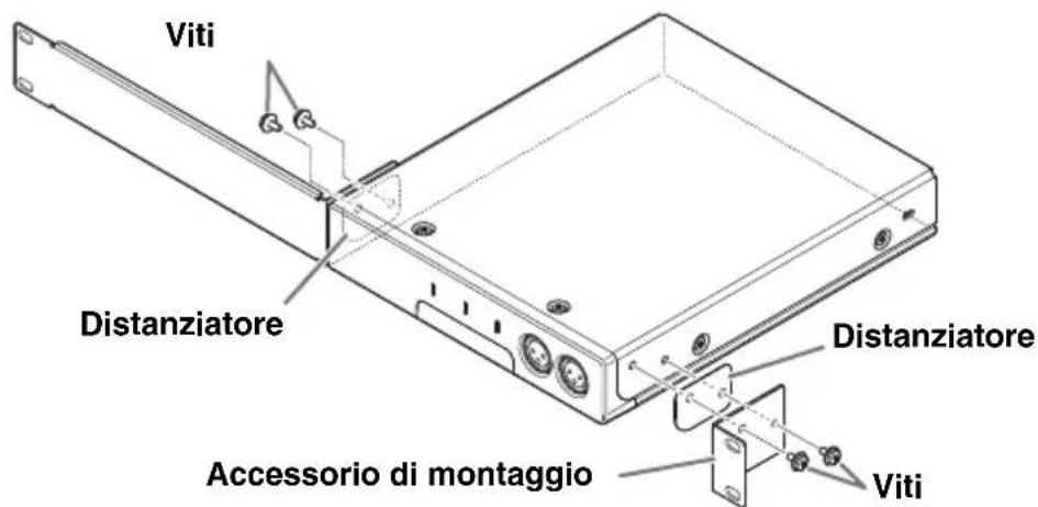 YAMAHA RMCR - Nel fissare l'elemento metallico, posizionare il distanziatore incluso tra l'unità e l'elemento metallico. - 1