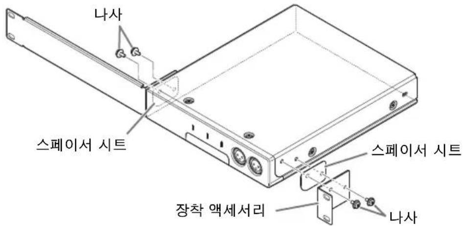 YAMAHA RMCR - 각 금속 고정구를 부착할 때 이 기기와 금속 고정구 사이에 포함된 스페이서 시트를 놓으십시오. - 1