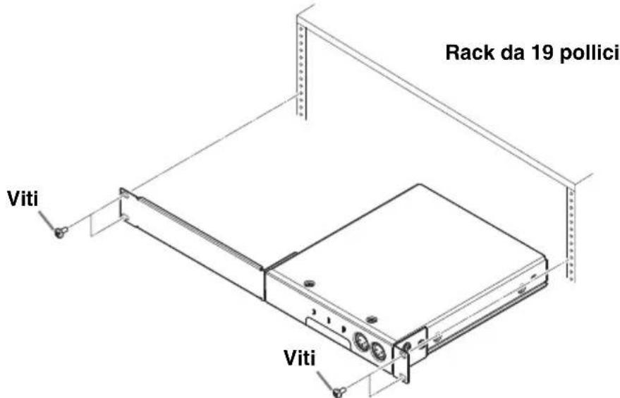 YAMAHA RMCR - 2.Fissare l'elemento metallico al rack da 19". - 1