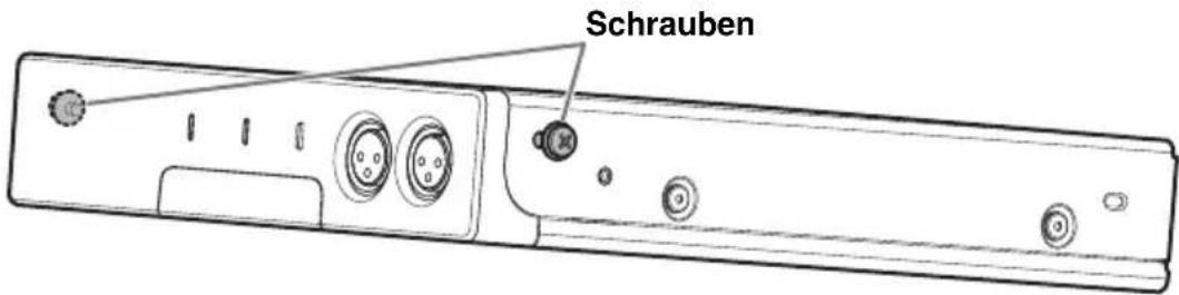 YAMAHA RMCR - Bringen Sie die beiden zugehörigen Schrauben provisorisch in den vorderen Montagebohrungen dieses Geräts für das Montagezubehör. - 1