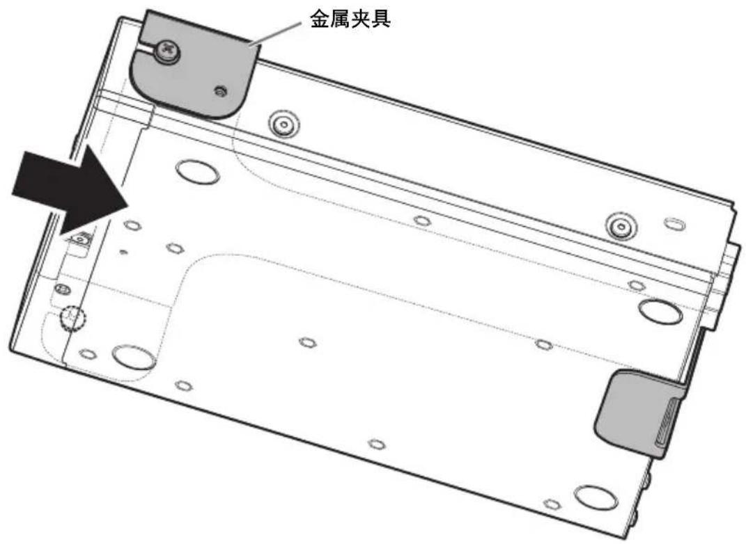 YAMAHA RMCR - 滑动设备,使您在步骤 2 中临时安装的螺钉与固定在桌面下方的金属固定装置的插槽啮合。 - 1