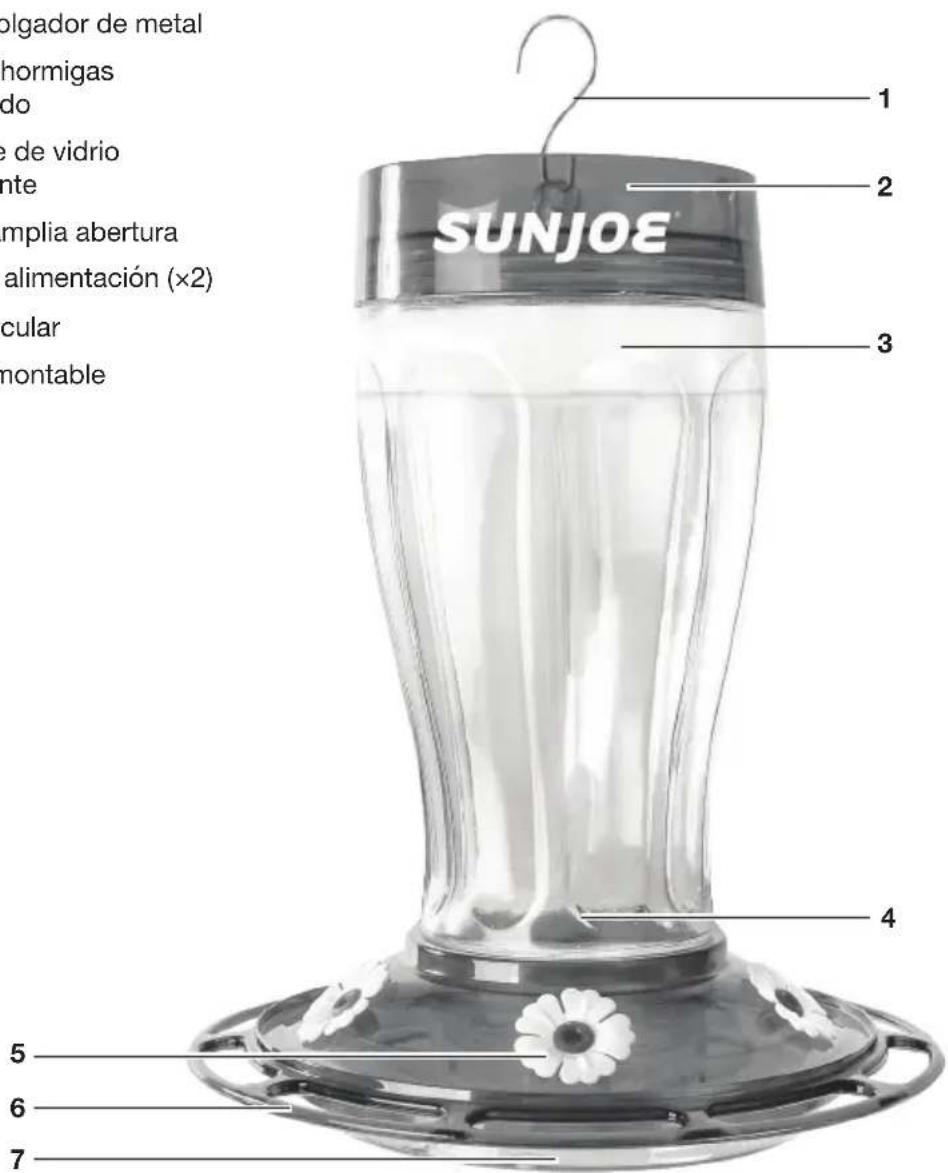 Sun Joe SJWBFGRED - Conozca su comedero de colibríes - 1
