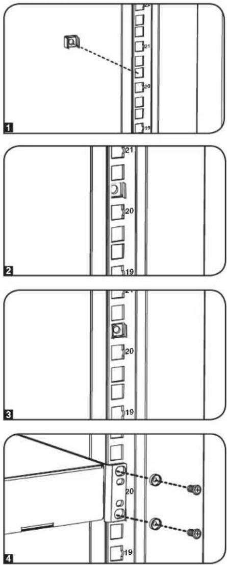 Tripp Lite SmartRack SR48UBSP1 - Pour enlever les écrous à cage, inverser les étapes 1 à 3 - 1