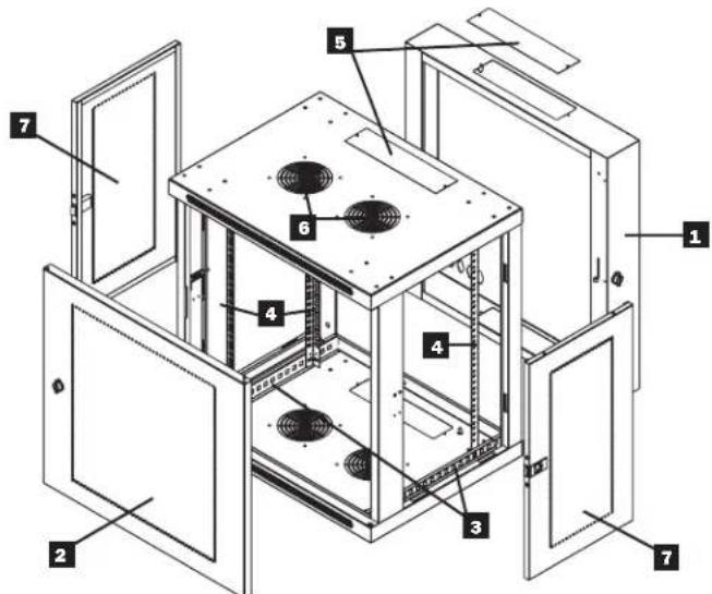 Tripp Lite SmartRack SRW12USDPG - Identificación de Características - 1