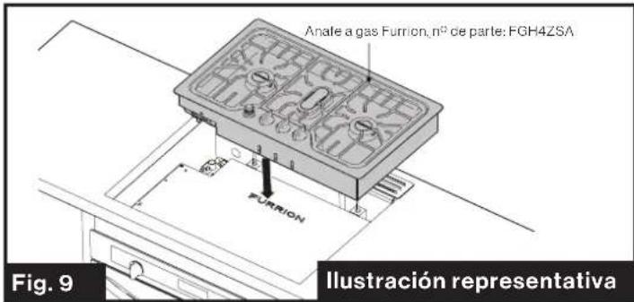 Anale a gas Furrion, n° de parte: FGH4ZSA FURRION Fig. 9 Ilustración representativa