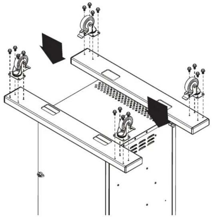 Tripp Lite CSC36DM - Enlever les 16 écrous de la bride retenant les roulettes et les mettre de côté pour être utilisées à l'étape suivante. enlever les roulettes. - 4