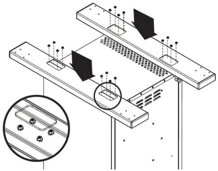 Tripp Lite CSC36DM - Enlever les 16 écrous de la bride retenant les roulettes et les mettre de côté pour être utilisées à l'étape suivante. enlever les roulettes. - 2