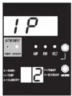 IP ACTIVE INPUT TEMP 100V AMP KW VOLT 0 = BANK T = TEMP B = HLDMDY 2 P = TEM P = SECHMP MODE