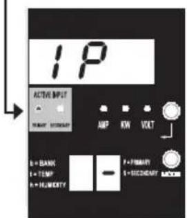 IP ACTIVE INPUT - TREMUT MOSKSWAT AMP KW VOLT + - P = BANK I = TEMP R = HUMOITY F = FIRMACY S = RECOVERY MODS