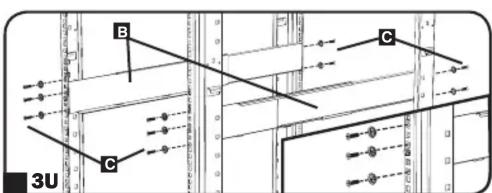 Tripp Lite SRSWITCHDUCT - Installation d'un bâti à trous carrés - 3