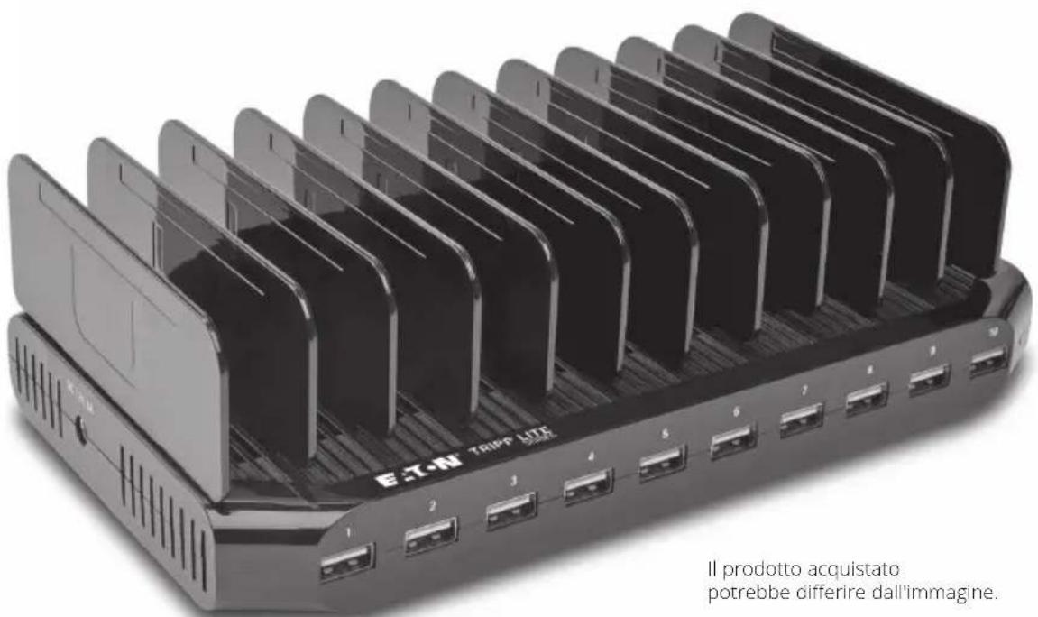Tripp Lite U280010STCEE - Stazione di ricarica USB con portaoggetti regolabile a 10 porte - 1