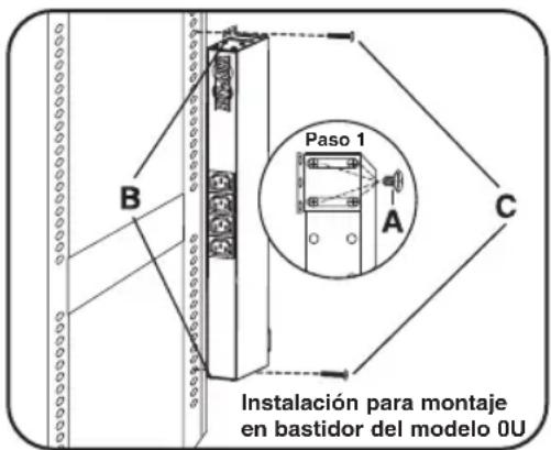 Tripp Lite PDU12IEC - Instalación para montaje en bastidor del Modelo 0U - 1