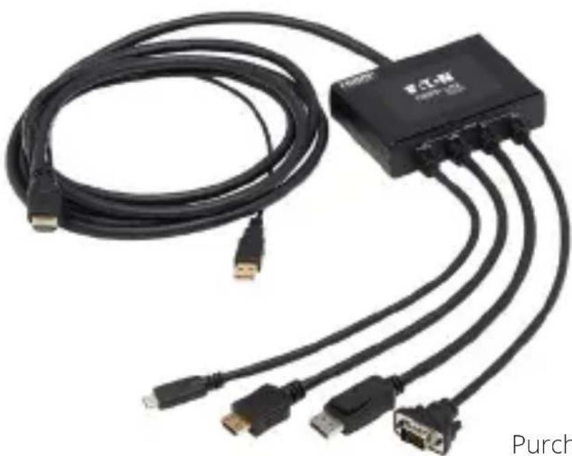 Tripp Lite B3214X1HDVC - 4-Port 4K Presentation Switch HDMI, DP, USB-C and 1080p VGA to HDMI with Built-In Cables - 1