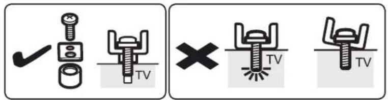 Technical diagram showing bolt and screw assembly with checkmark and cross symbols indicating alignment or repair states