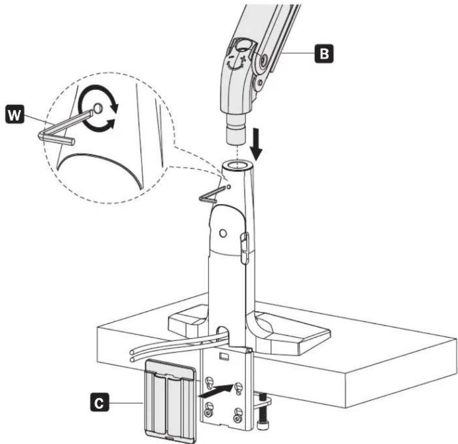 Tripp Lite DMPDT1732AM - Colocacion del Brazo en la Base - 1