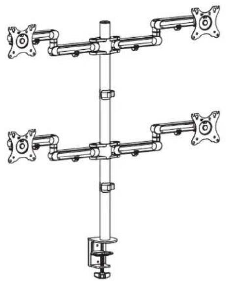 Tripp Lite DDR1327SQFC1 - Abrazadera de Escritorio con Brazo Flexible para Pantalla Plana Cuadruple - 1