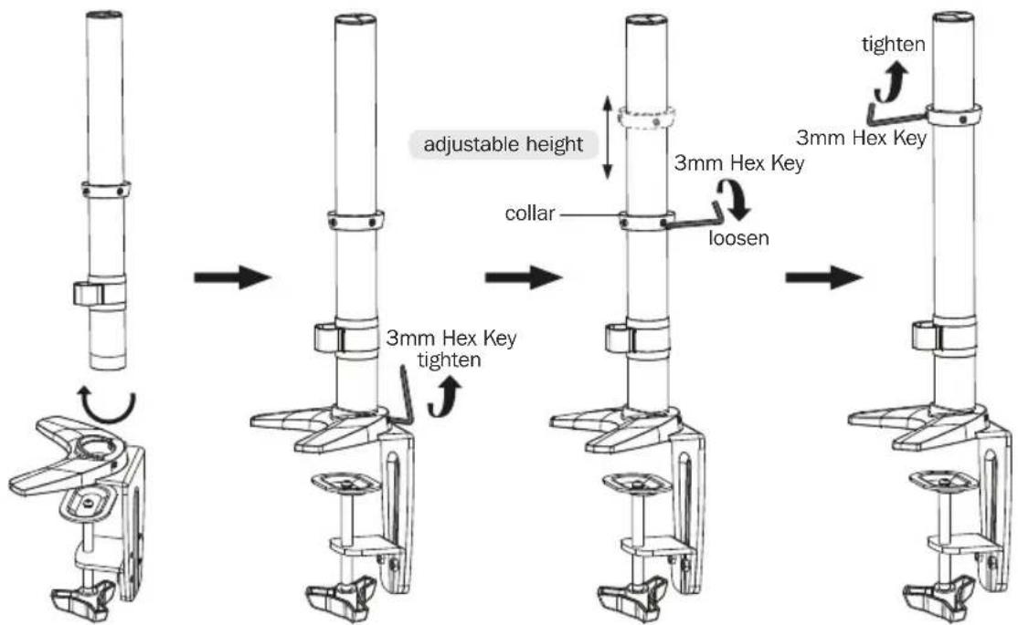 Tripp Lite DDR1327SFC - Install the Pole and Desk Clamp Assembly - 1