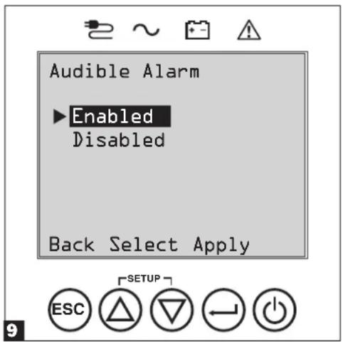 Tripp Lite SU6KRT3UHWMB - Sélectionner l'état enabled/disabled (activé/désactivé) de l'alarme sonore. - 2