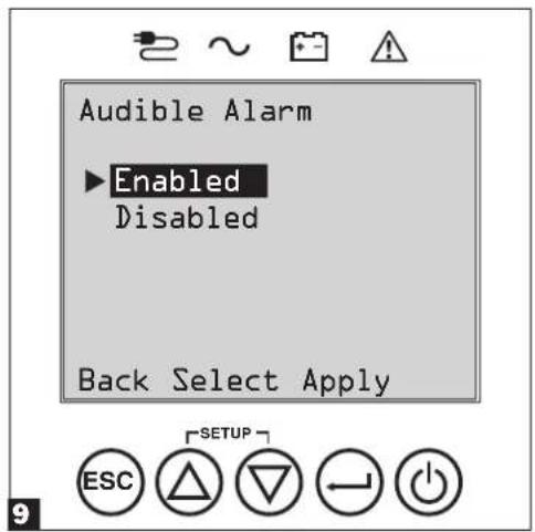 Tripp Lite SU6KRT3UHWMB - Select Audible Alarm ENABLED / DISABLED status - 2