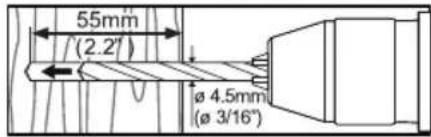 55mm (2.2°) Ø 4.5mm (Ø 3/16°)