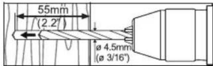 55mm (2.2°) Ø 4.5mm (Ø 3/16")