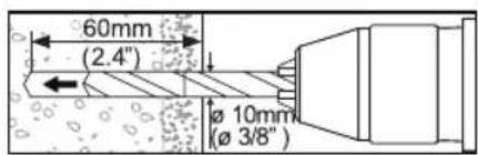 60mm (2.4") Ø 10mm (Ø 3/8")