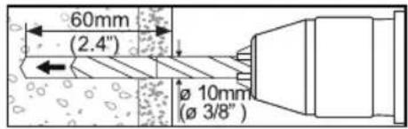 60mm (2.4") Ø 10mm (Ø 3/8")