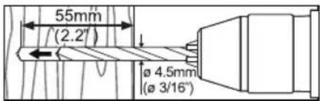 55mm (2.2") Ø 4.5mm (Ø 3/16")