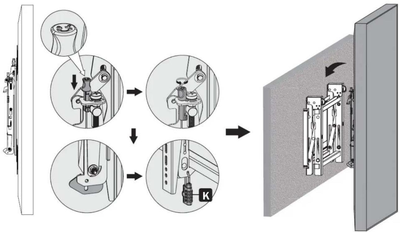 Tripp Lite DWMSCP4570VW - Einhängen des Bildschirms an das ausklappbare Modul - 1