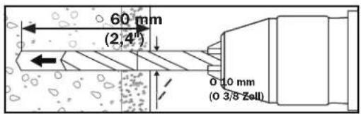 60 mm (2,4" 0 1.0 mm (0 3/8 Zell)