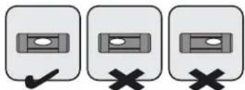 Three identical icons showing a rectangular object with a checkmark and three crossed-out symbols, likely indicating selection or cancellation.