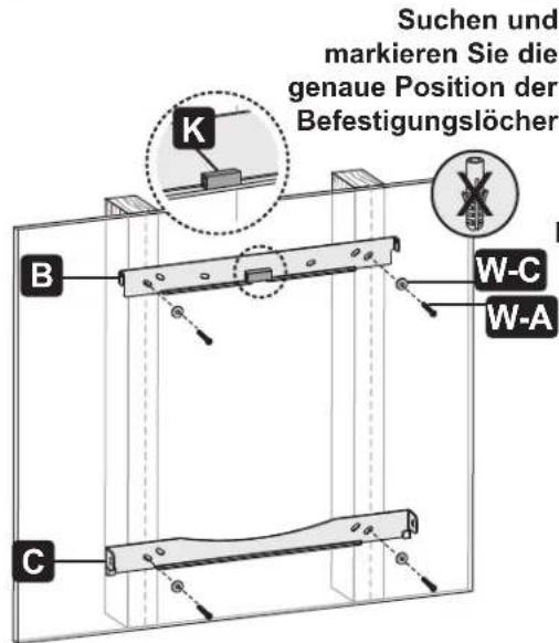 Tripp Lite DWM7090HD - Befestigen Sie die Montagehalterungen an der Wand 1a. Befestigen am Holzwandbalken - 7