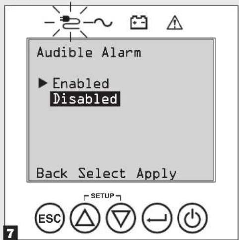 Tripp Lite SUINT2200LCD2U - Select Audible Alarm ENABLE / DISABLE status - 1