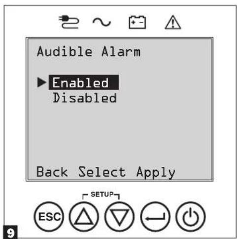 Tripp Lite SU5KRT3UX - Selección estado de la Alarma Acústica ACTIVADA / DESACTIVADA - 2