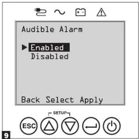 Tripp Lite SU5KRT3UX - Select Audible Alarm ENABLED / DISABLED status - 1