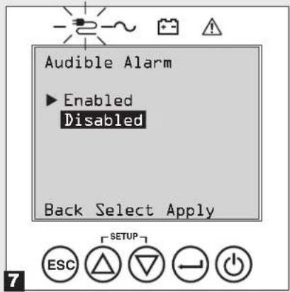 Tripp Lite SUINT1000LCD2U - Выберите статус эвуковой аварийной сигнализации ENABLE / DISABLE ("ВКЛ./ВЫКЛ.") - 1
