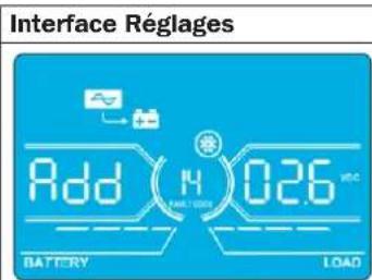 Interface Réglages Add H 0.26 BATTERY LOAD