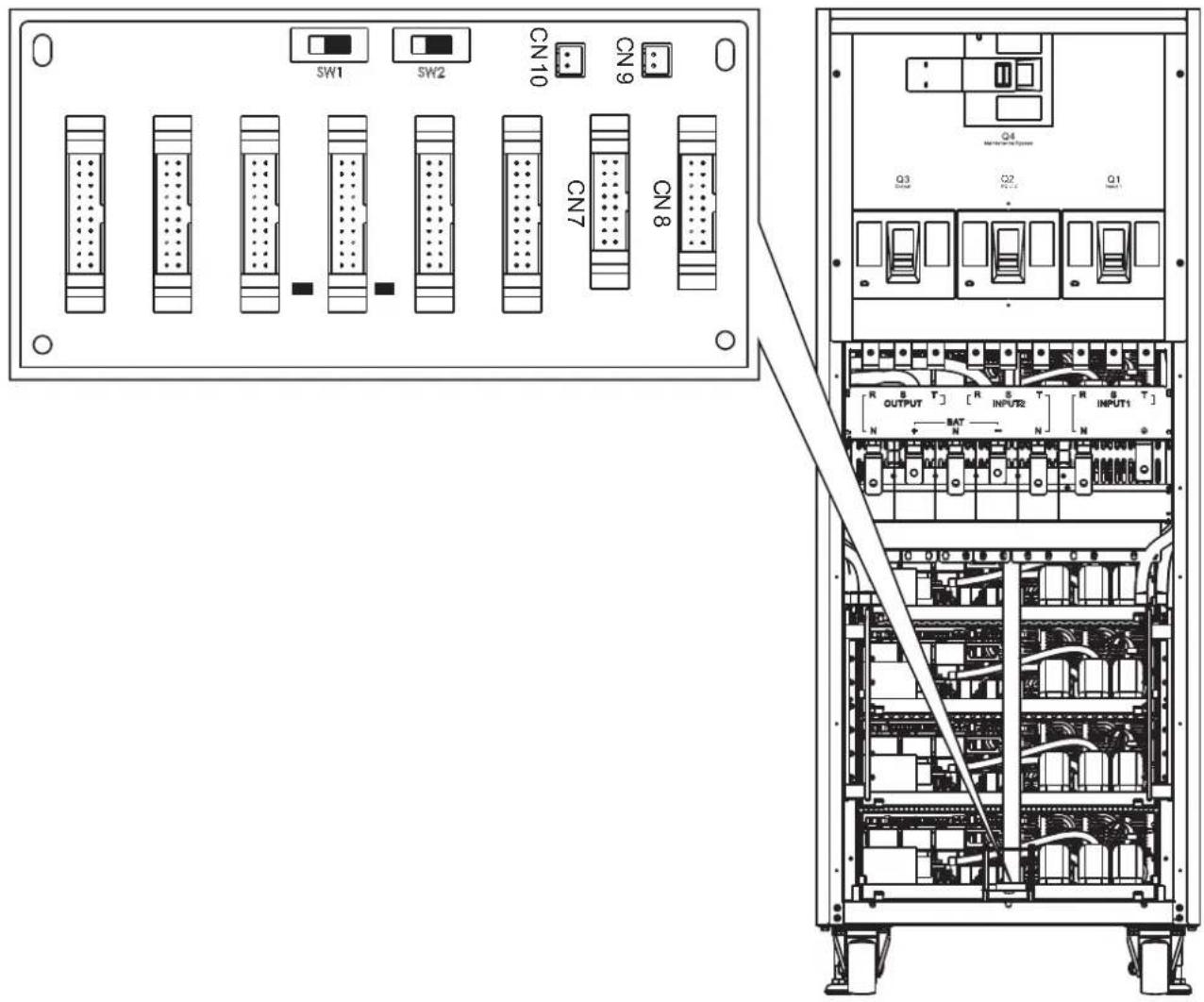 SW1 SW2 CN10 CN9 CN7 CN8 Q4 Q3 C2 Q1 OUTPUT T] R S T INPUT2 R S T N BAT N N INPUT1 D D D E B C D S