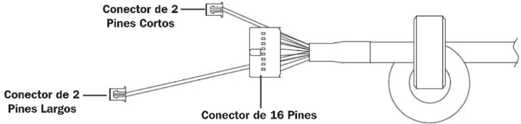 Conector de 2 Pines Cortos Conector de 2 Pines Largos Conector de 16 Pines
