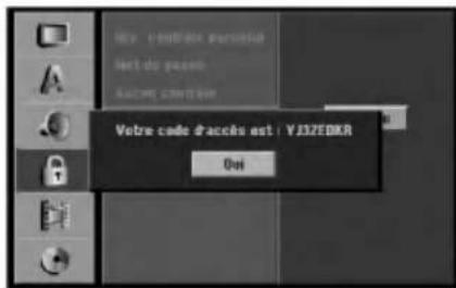 Votre code d'accès est : YJ3ZEDKR Oui
