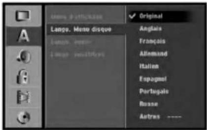 Lange. Menu disque English Chinese English Original Anglais Français Allemand Italien Espagnei Portugale Rosse Autres ----
