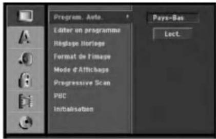 Program. Auto Editor un programme Réglage Heritage Format de l'image Mode d'Atticage Progressive Scan PBC Inbalisation Pays-Bas Lect.