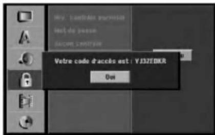 Votre code d'accès est : YJ3ZEDKR Oui