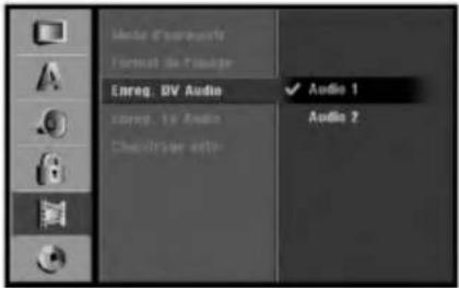 Audio d'oeuvre Format de l'auder Erereg. DV Audio Audio 1 Audio 2
