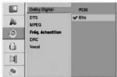 Dutay Digital DTS MPEG Fréq. échantillon DRC Vocal PCM Bits