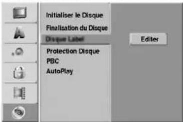 Initialiser le Disque Finalisation du Disque Disque Label Protection Disque PBC AutoPlay Editor