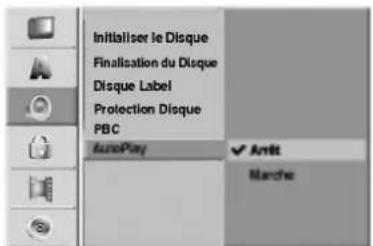 Initialiser le Disque Finalisation du Disque Disque Label Protection Disque PBC AutoPlay Anti Marche